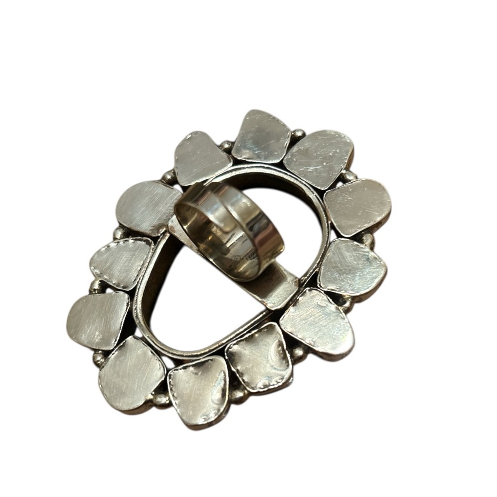 Silver, Turquoise & Resin Skull Statement Ring Xxl - Picture 5 of 7